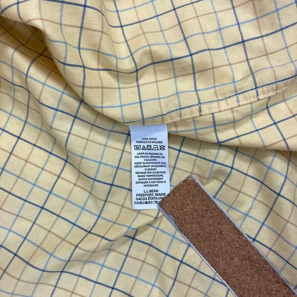 L.L. Bean Yellow Blue Long Sleeve Button Cotton Shirt M Regular - Picture 5 of 8